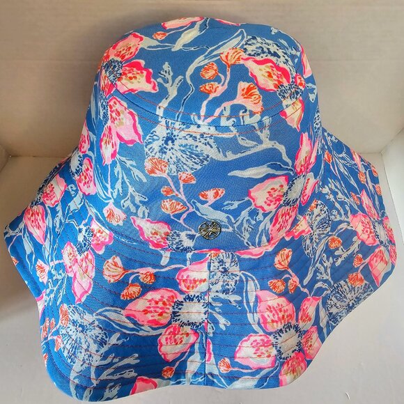 Lilly Pulitzer Reversible UPF 50+ Sun Hat Floral/Orange NWT - Picture 2 of 5